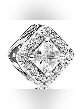 Pandora Geometric Radiance Charm Sterling Silver Clear CZ Retired 796206CZ